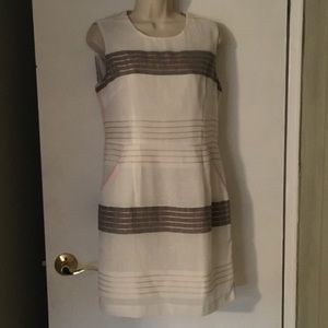 Esley White & Gold Sheath Dress w/Pockets, Size M